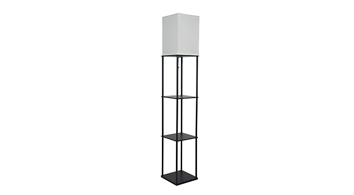 ASD Traditional Floor Lamp with Three Square Shelves 120V E26 with LED Bulb 9W 3CCT Pull Chain 62inch Black Frame White Shade ETL
