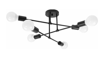 ASD Bulb Ceiling Fixture Attic Lite Series 6xE26 120V Black ETL
