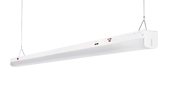 ASD LED Contemporary Striplight with Motion Sensor and 12W Battery Back-up 4ft 22/28/36/44W 120-277V 0-10V Dimmable 140Lm/W 3500/4000/5000K White UL DLC Standard
