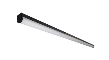 ASD LED Regular Striplight with 15W Battery Back-up 8ft 55/75/80W 120-277V 0-10V Dimmable 150Lm/W 3500/4000/5000K Black UL DLC Standard
