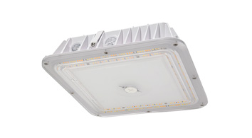 ASD LED Edge-Lit Canopy with Q-base 50/70/80W 120-277V 0-10V Dimmable 140Lm/W 3000/4000/5000K with Battery Back-up 8W White UL DLC Premium