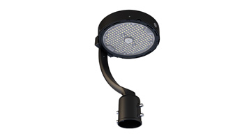ASD LED Round Post Top and Barn Area Light with Q-base and Photocell 35/55/75/100W 120-277V 0-10V Dimmable 170Lm/W 3000/4000/5000K with Post Bracket Black UL DLC Premium
