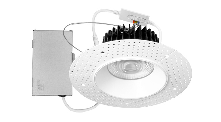 ASD LED Trimless Downlight Round 6inch 24W 120V TRIAC 2700/3000/3500/4000/5000K White ETL
