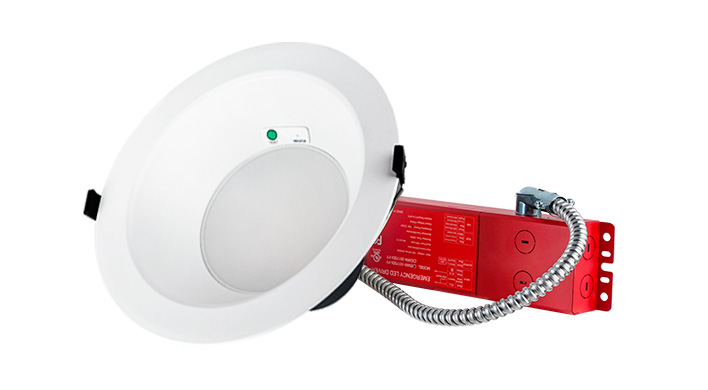 ASD LED Round High Efficiency Commercial Downlight with 15W Battery Back-up 8inch 16/22/26/30/35W 120-277V 0-10V Dimmable 125Lm/W 2700/3000/3500/4000/5000K White ETL
