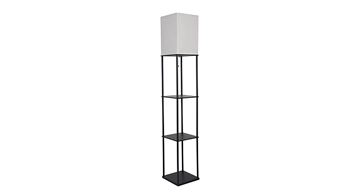 ASD Traditional Floor Lamp with Three Square Shelves 120V E26 with LED Bulb 9W 3CCT Pull Chain 62inch Black Frame Natural Shade ETL

