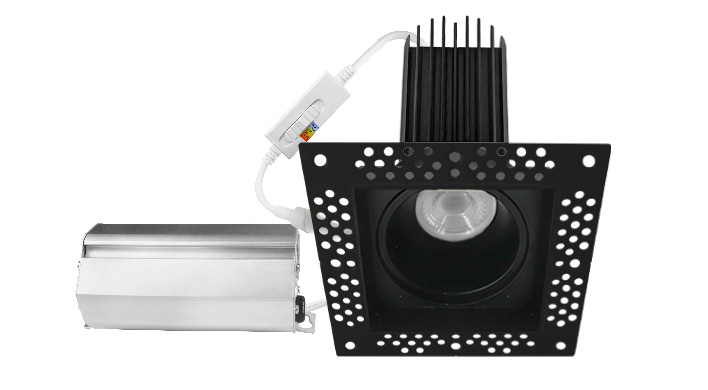 ASD LED Trimless Downlight Square 2inch 15W 120V Triac 2700/3000/3500/4000/5000K Black ETL Energy Star