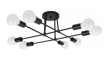 ASD Bulb Ceiling Fixture Attic Lite Series 8xE26 120V Black ETL
