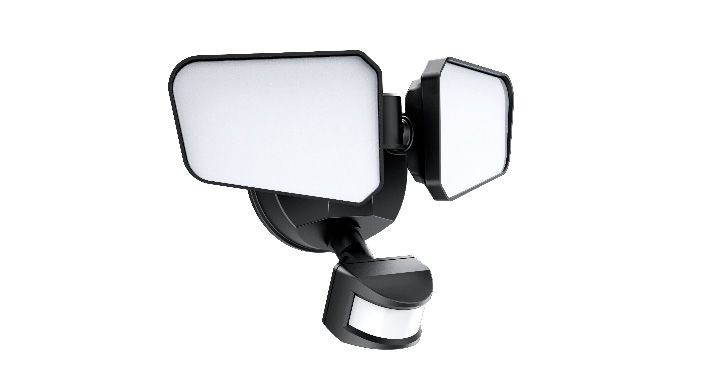 ASD LED Security Floodlight 2 Square Heads with 180° Motion Sensor and Photocell  20W 120V Non-Dimmable 2700/3000/3500/4000/5000K Black UL DLC Premium
