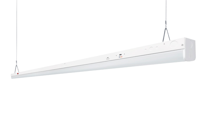 ASD LED Contemporary Striplight with 15W Battery Back-up 8ft 48/68/90W 120-277V 0-10V Dimmable 140Lm/W 3500/4000/5000K White UL DLC Standard
