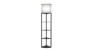 ASD Corner Floor Lamp with Four Triangular Shelves 120V E26 with LED Bulb 9W 3CCT Pull Chain 70inch Black Frame White Shade ETL
