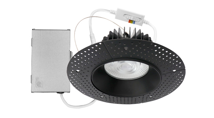 ASD LED Trimless Downlight Round 6inch 24W 120V TRIAC 2700/3000/3500/4000/5000K Black ETL
