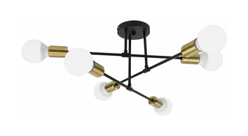 ASD Bulb Ceiling Fixture Attic Lite Series 6xE26 120V Black and Gold ETL
