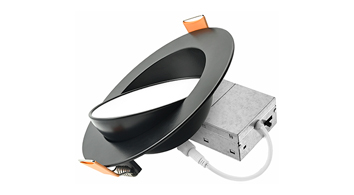 ASD LED Round Gimbal Canless Downlight 4inch 9W 120V TRIAC 2700/3000/3500/4000/5000K Air Tight Black ETL ES T24 6pack
