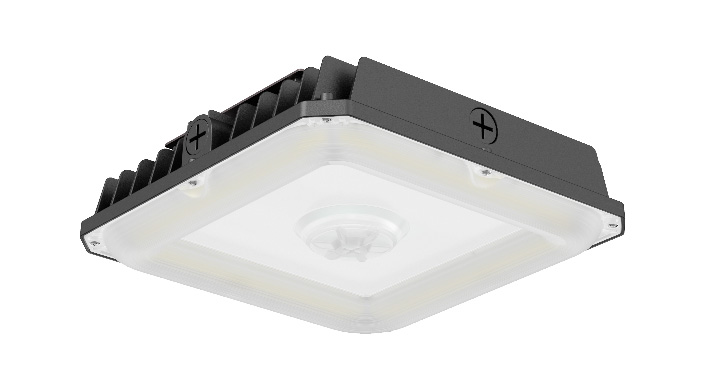 ASD LED Edge-Lit Canopy with Q-base 60/70/100W 120-277V 0-10V Dimmable 140Lm/W 3000/4000/5000K Black UL DLC Premium
