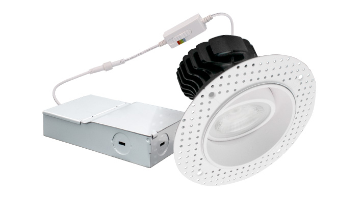 ASD LED Trimless Downlight Gimbal Round 4inch 17W 120V TRIAC 2700/3000/3500/4000/5000K White ETL
