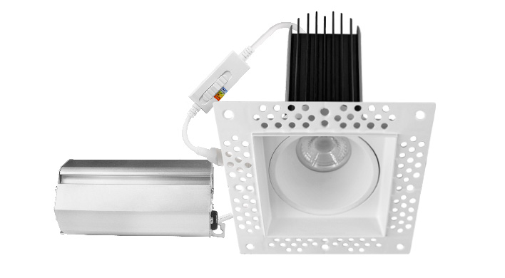 ASD LED Trimless Downlight Square 2inch 15W 120V TRIAC 2700/3000/3500/4000/5000K White ETL

