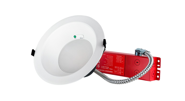 ASD LED Round High Efficiency Commercial Downlight with 15W Battery Back-up 6inch 12/16/22/26/30W 120-277V 0-10V Dimmable 125Lm/W 2700/3000/3500/4000/5000K White ETL

