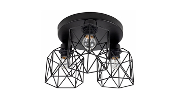 ASD Bulb Ceiling Fixture  Round Base Attic Nova Series 3xE26 120V Black ETL
