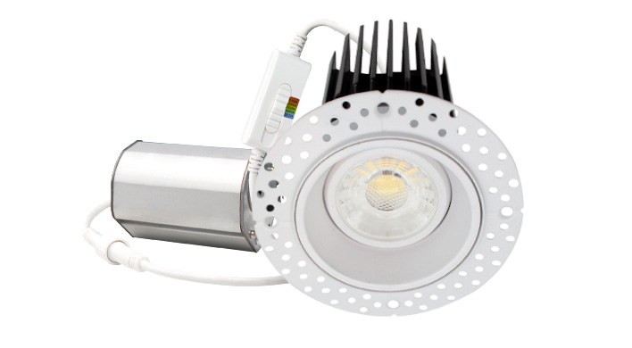 ASD LED Trimless Downlight Gimbal Round 3inch 12W 120V TRIAC 2700/3000/3500/4000/5000K White ETL

