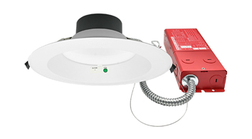 ASD LED Round Commercial Downlight with 8W Battery Back-up 8inch 14/18/22/26/30W 120-277V 0-10V Dimmable 85Lm/W 2700/3000/3500/4000/5000K White ETL ES T24
